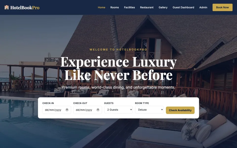 HotelBookPro — Luxury Hotel